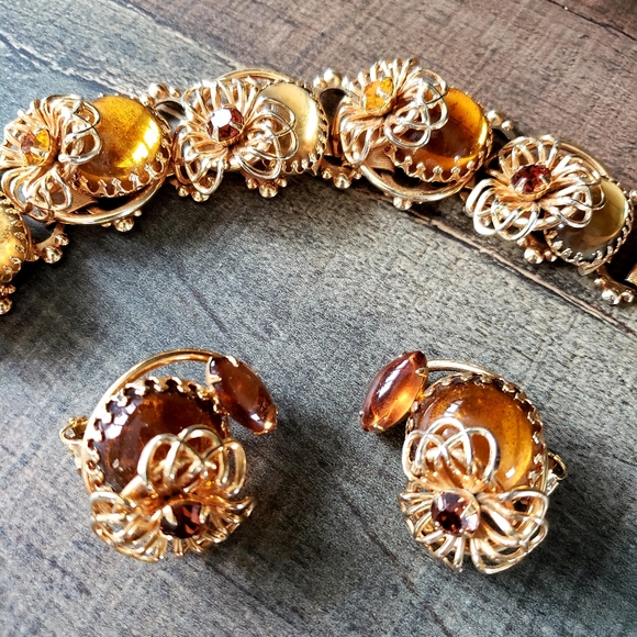 Rare! Vintage Amber and Citrine Julianna Set - Picture 2 of 2